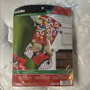 Bucilla Red Christmas Stocking with Reindeer